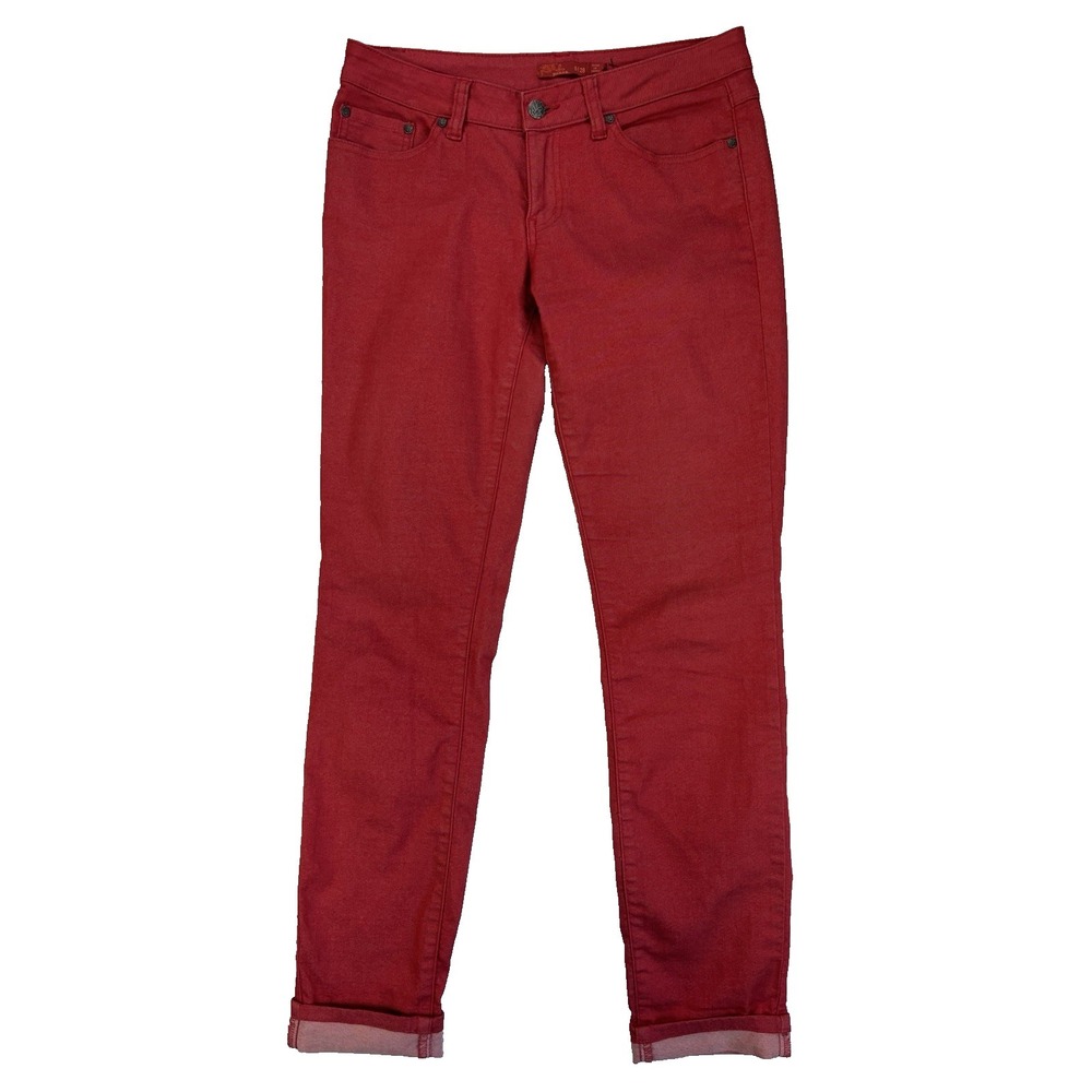 Prana Women's 6/28 Colorful Red Kara Sexy Skinny Denim Jeans Indie Sleaze